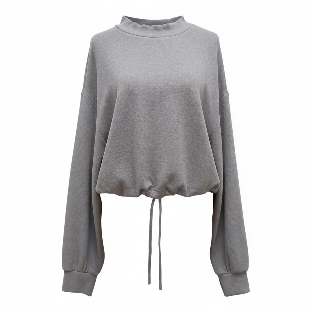 Varley Dunn Long Sleeve Soft Gray Cropped Top Size Medium